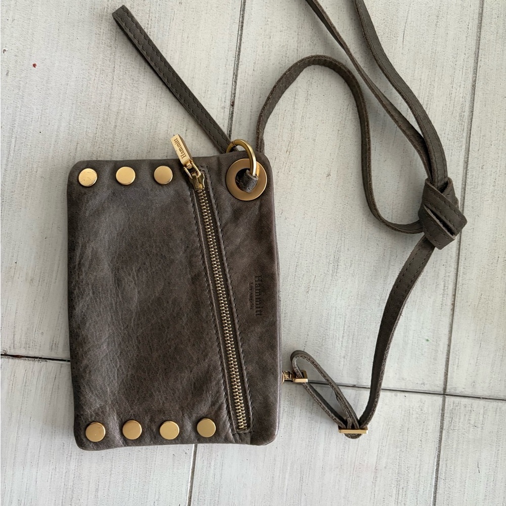 Hammitt Brown Wristlet with Gold Accents